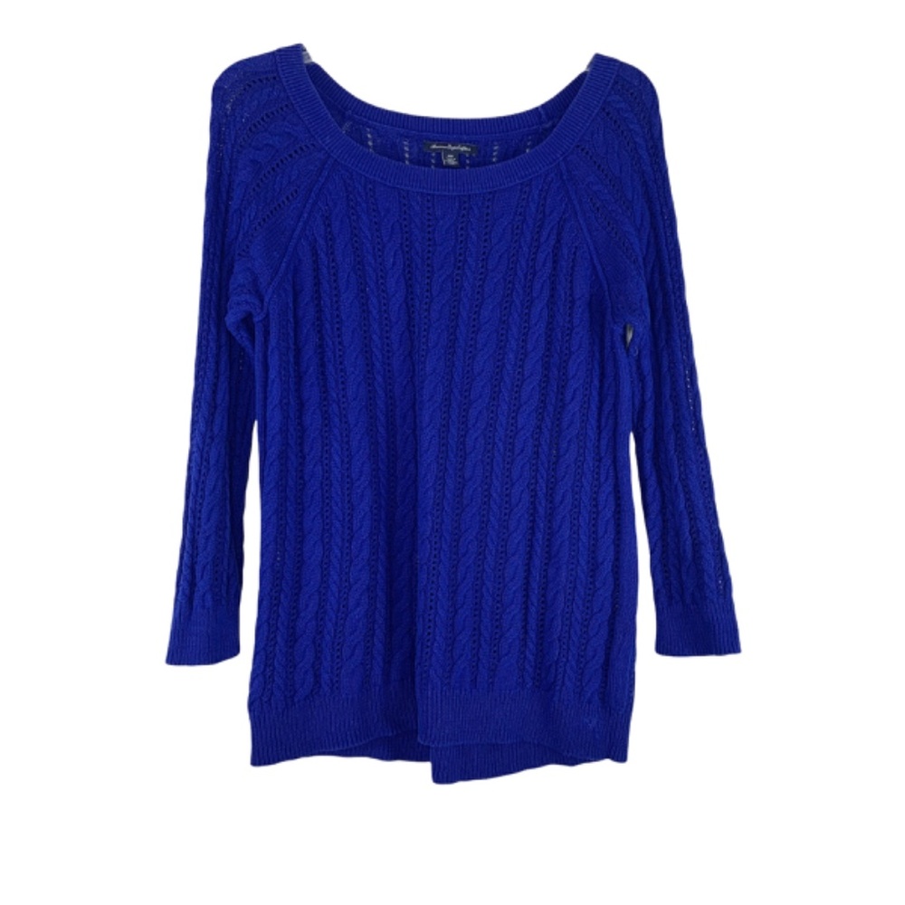 American Eagle Royal Blue Cableknit Sweater Scoopneck